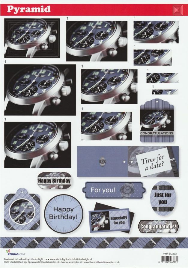 Men - Pyramid - 3DA4 Step by Step Decoupage Sheet