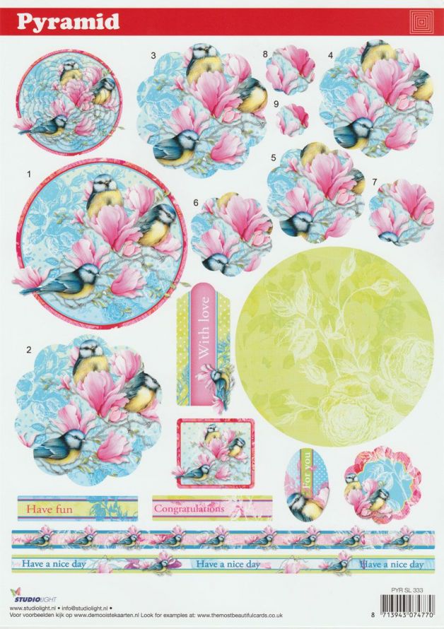 Birthday - Pyramid - 3DA4 Step by Step Decoupage Sheet