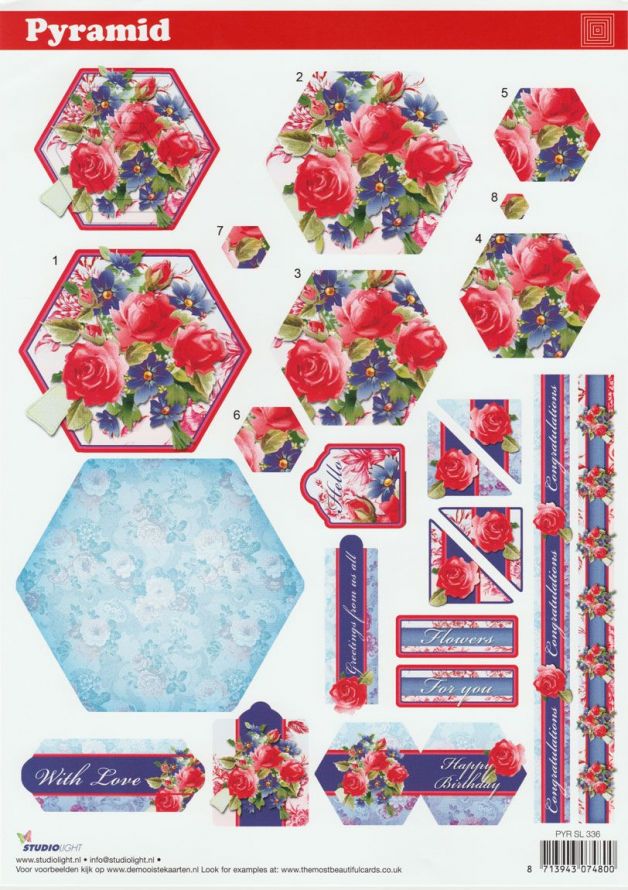 Birthday - Pyramid - 3DA4 Step by Step Decoupage Sheet