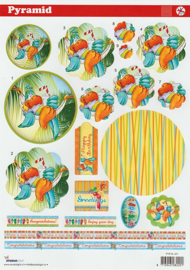 Happy Birthday - Pyramid - 3DA4 Feuilles Prédécoupee - Étape par Étape