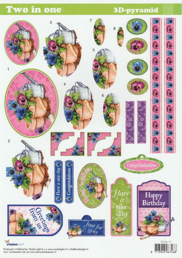 Bloemen - Two in One Pyramid - 3DA4 Stap voor Stap Knipvel