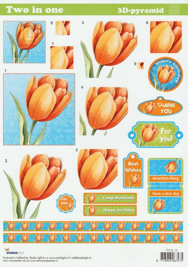 Bloemen - Two in One Pyramid - 3DA4 Stap voor Stap Knipvel