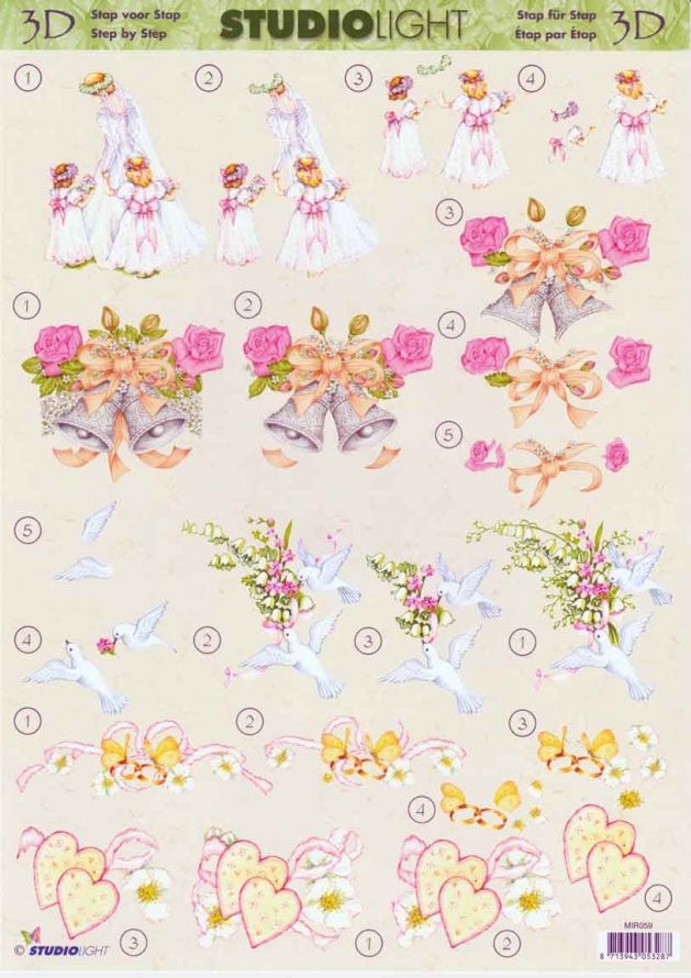 Mariage - 3DA4 Step by Step Decoupage Sheet