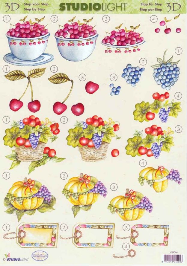 Obst - 3DA4 Stap für Stap Schneidebogen