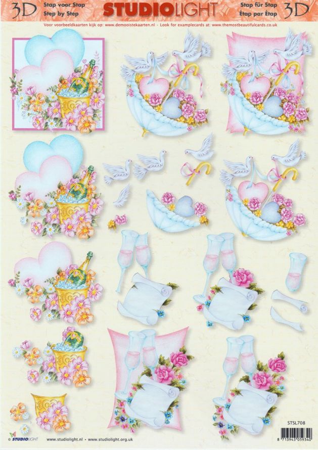 Mariage - 3DA4 Step by Step Decoupage Sheet