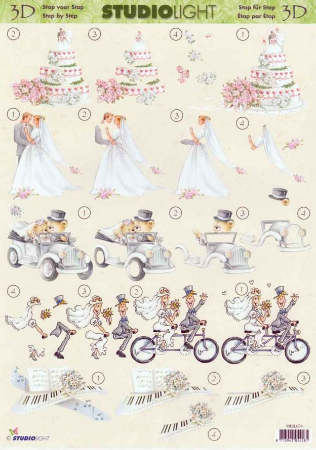 Mariage - 3DA4 Step by Step Decoupage Sheet
