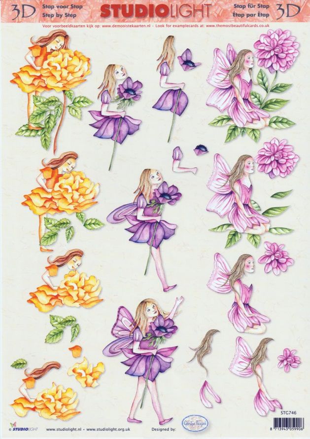 Fairies - 3DA4 Step by Step Decoupage Sheet