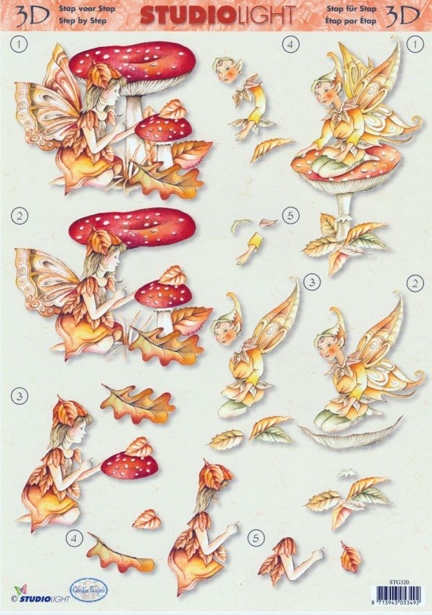 Seasonal Fairies - 3DA4 Step by Step Decoupage Sheet