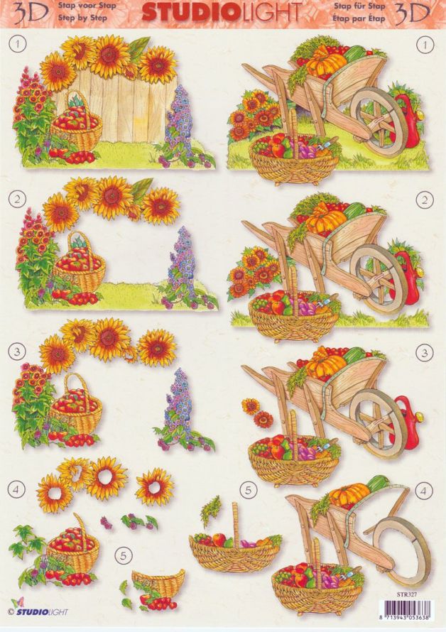 Garten Szene - 3DA4 Stap für Stap Schneidebogen