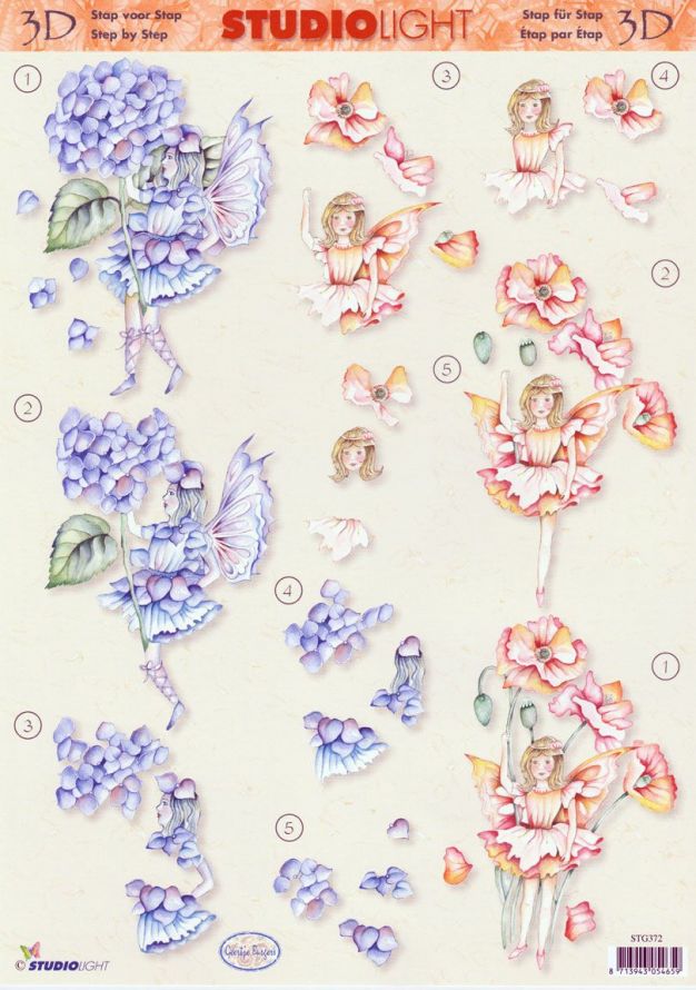 Seasonal Fairies - 3DA4 Step by Step Decoupage Sheet