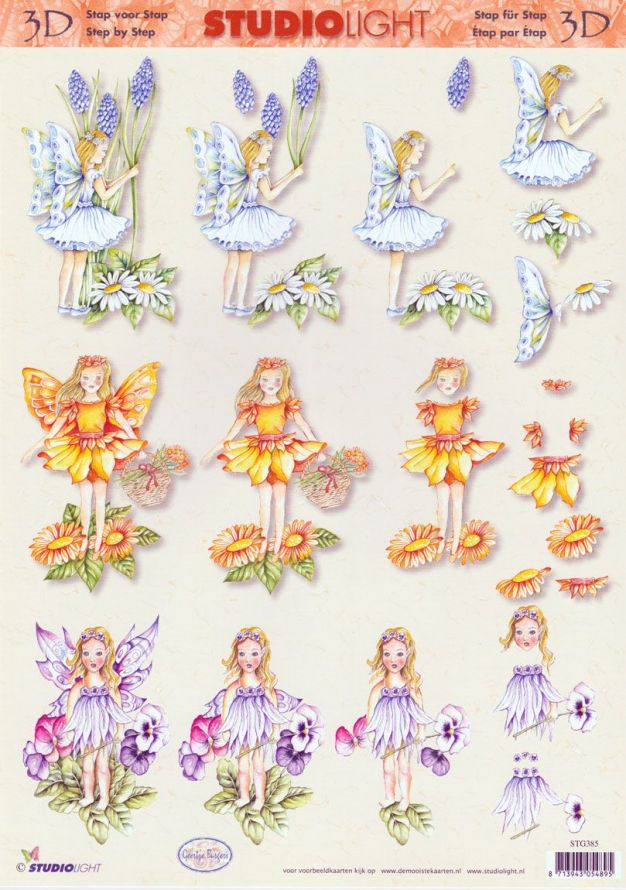 Seasonal Fairies - 3DA4 Step by Step Decoupage Sheet