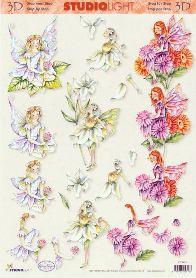 Fairies - 3DA4 Step by Step Decoupage Sheet