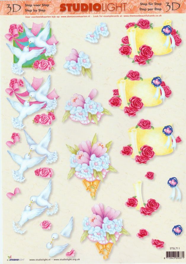 Mariage - 3DA4 Step by Step Decoupage Sheet