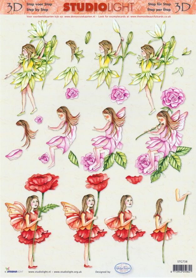 Fairies - 3DA4 Step by Step Decoupage Sheet