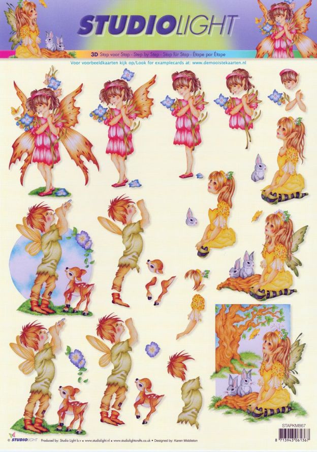 Fairies - 3DA4 Step by Step Decoupage Sheet