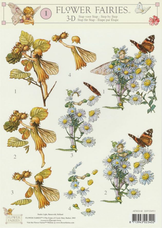 Flower Fairies - 3DA4 Step by Step Decoupage Sheet