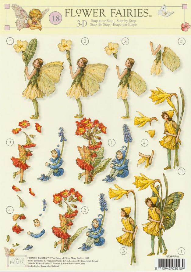 Flower Fairies - 3DA4 Step by Step Decoupage Sheet