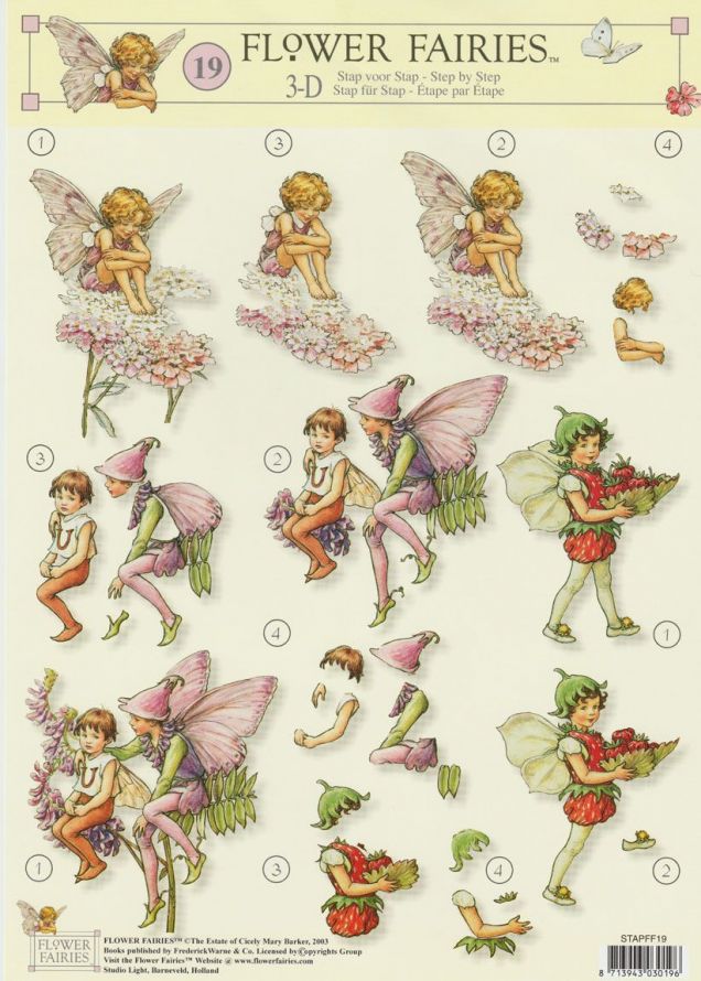 Flower Fairies - 3DA4 Step by Step Decoupage Sheet