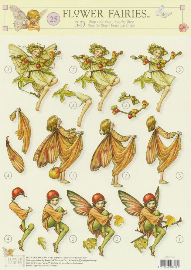 Flower Fairies - 3DA4 Step by Step Decoupage Sheet