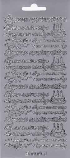 Joyeux anniversaire - Peel-Off Stickers - Silber