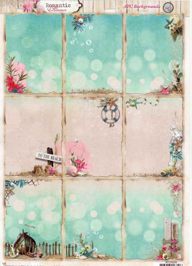 Romantic Summer - ATC Feuilles Prédecoupée