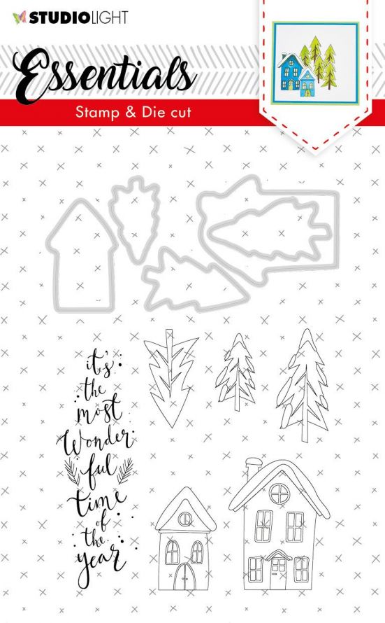 Clear Stempel und Die-cut Stencil - Essentials Weihnachten