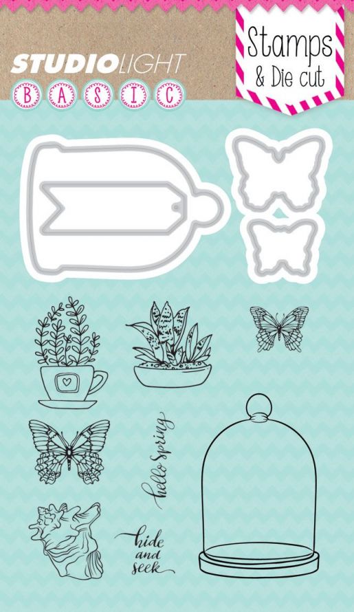 Hello Spring  - Transparante Stempel en Die-cut Stencil