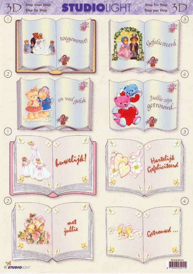 Book Mariage - 3DA4 Step by Step Decoupage Sheet