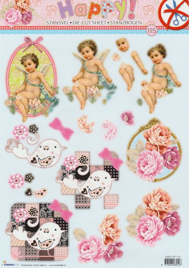 Happy - 3DA4 Stap für Stap Stanzbogen
