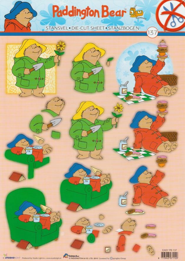 Paddington Bear - 3DA4 Feuilles Prédécoupee - Étape par Étape