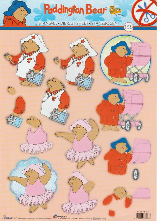 Paddington Bear - 3DA4 Feuilles Prédécoupee - Étape par Étape