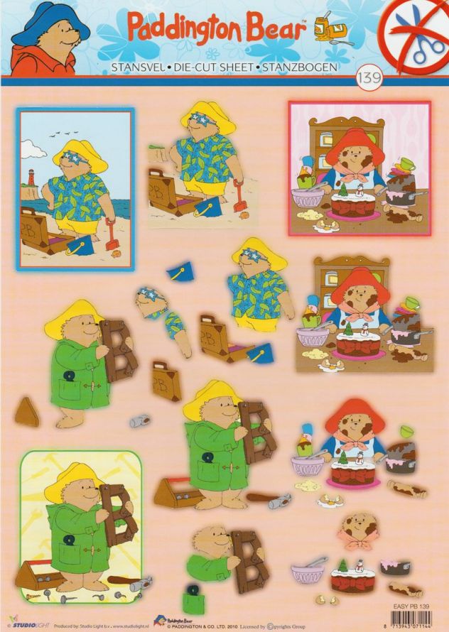 Paddington Bear - 3DA4 Step by Step Die-cut Sheet