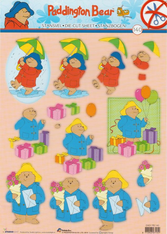 Paddington Bear - 3DA4 Step by Step Die-cut Sheet