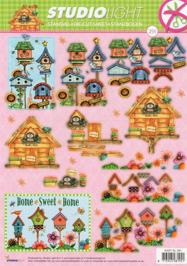 Birdhouses  - 3DA4 Step by Step Die-cut Sheet