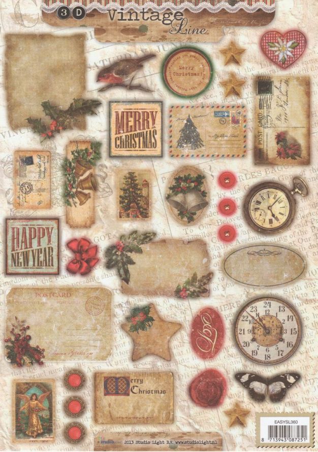 Weihnachten Vintage - 3DA4 Stap für Stap Stanzbogen