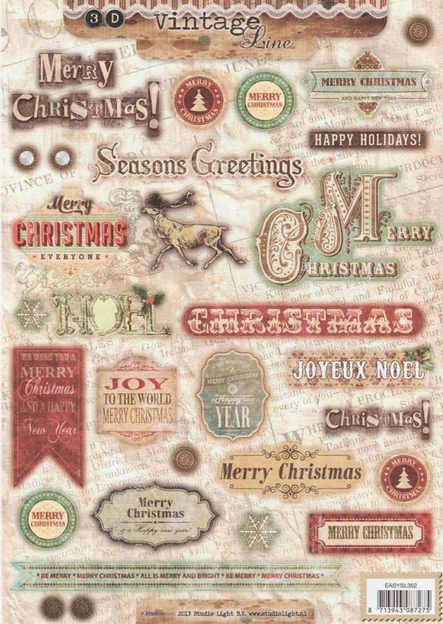 Weihnachten Vintage - 3DA4 Stap für Stap Stanzbogen