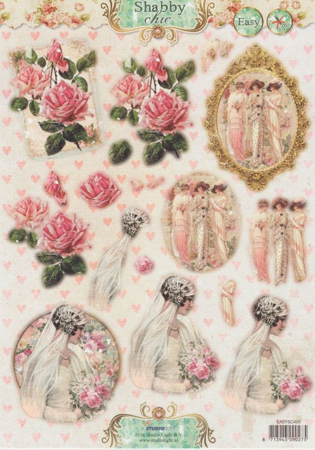 Shabby Chic - 3DA4 Feuilles Prédécoupee - Étape par Étape