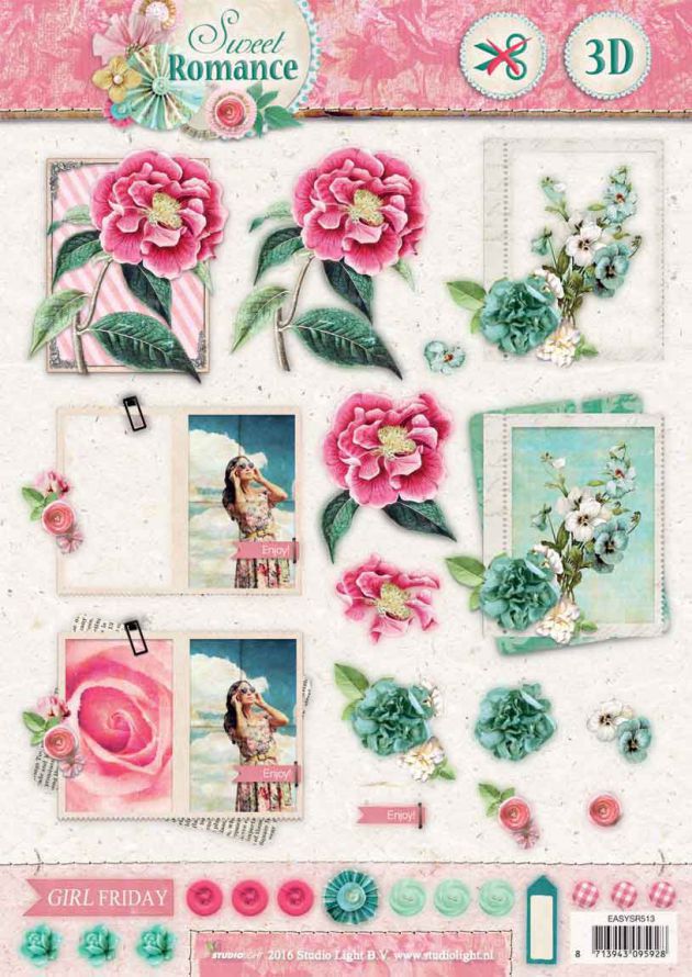 Sweet Romance - 3DA4 Step by Step Die-cut Sheet