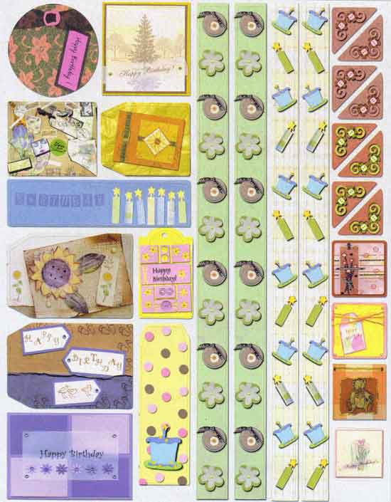 Happy Birthday Labels 3DA4 Die-cut Sheet