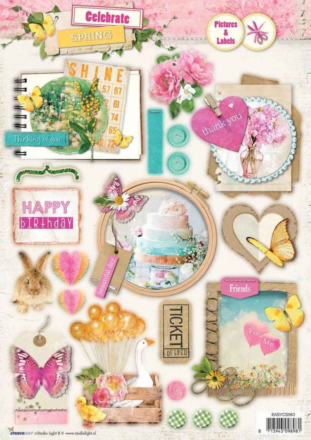 Celebrate Spring - A4 Feuilles Prédécoupee - Pictures and Labels