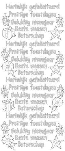 Diverse teksten - Holographisch Sticker Bogen - Holländisch - Blau