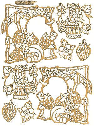 Fruit mand - Ornament A5 Stickervel - Goud
