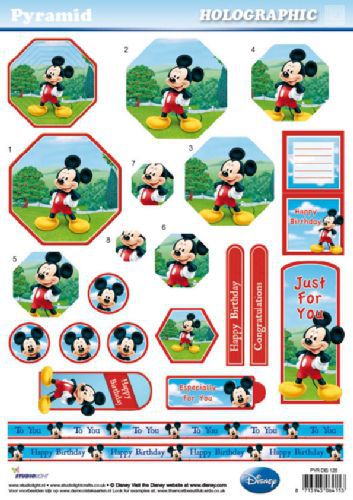 Walt Disney Christmas - Holographic Pyramid - 3DA4 Step by Step Decoupage Sheet