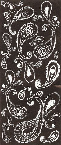 Velvet Rub-on Sticker Sheet - Paisley - White
