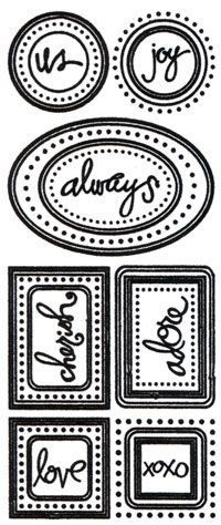 Velvet Rub-on Sticker Sheet - Shapes - Black