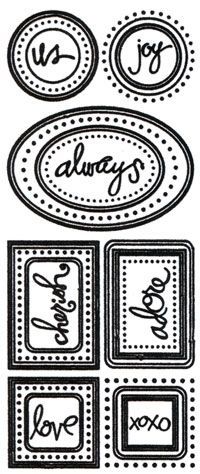 Velvet Rub-on Sticker Sheet - Shapes - White