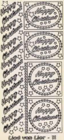 Happy Christmas - Peel-Off Sticker Sheet - Transparent Silver