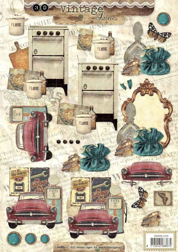 Vintage - 3DA4 Stap für Stap Schneidebogen