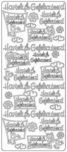 Hartelijk Gefeliciteerd- Silber - Peel-Off Stickers