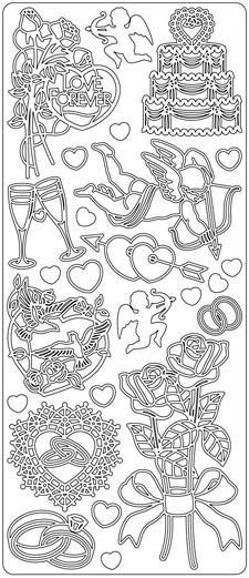 Trouwen - Taart - Ringen - Glazen - Peel-Off Stickervel - Goud